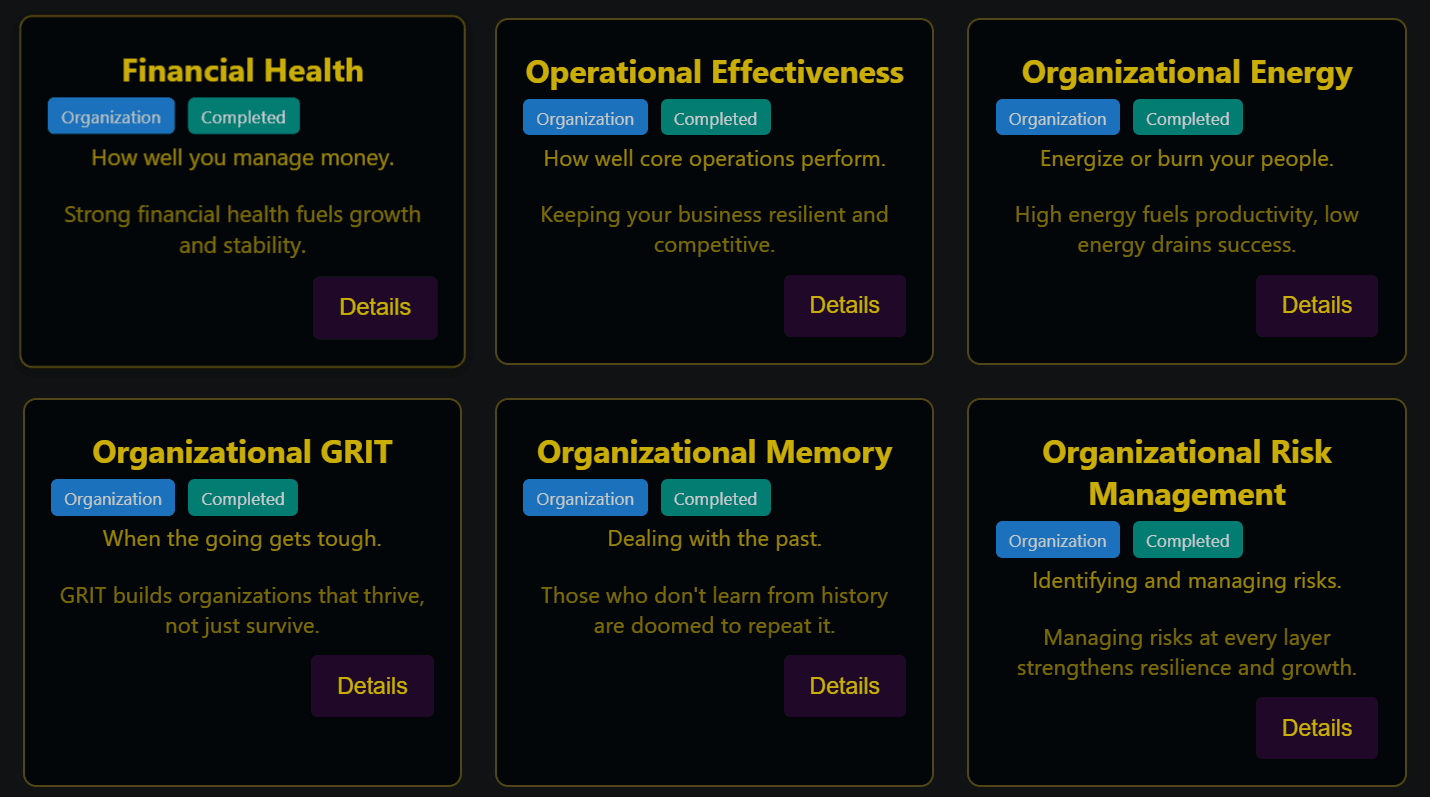 Assessment category selection